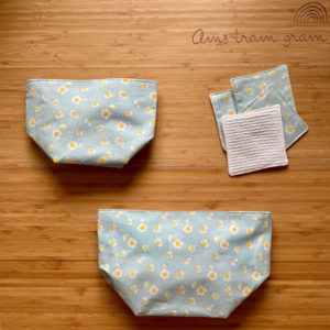 Panières de rangement avec lingettes réutilisables